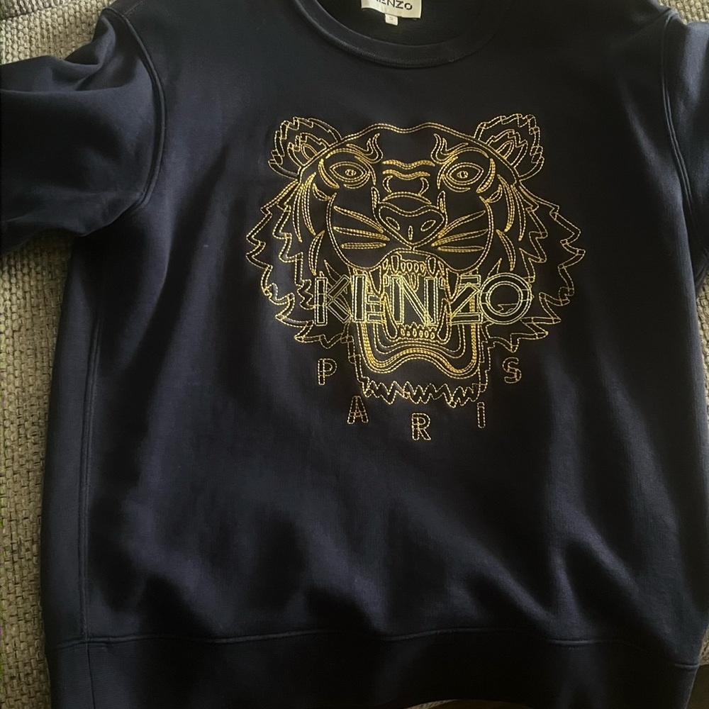 Kenzo Black Sweatshirt with Gold Tiger Embroidery